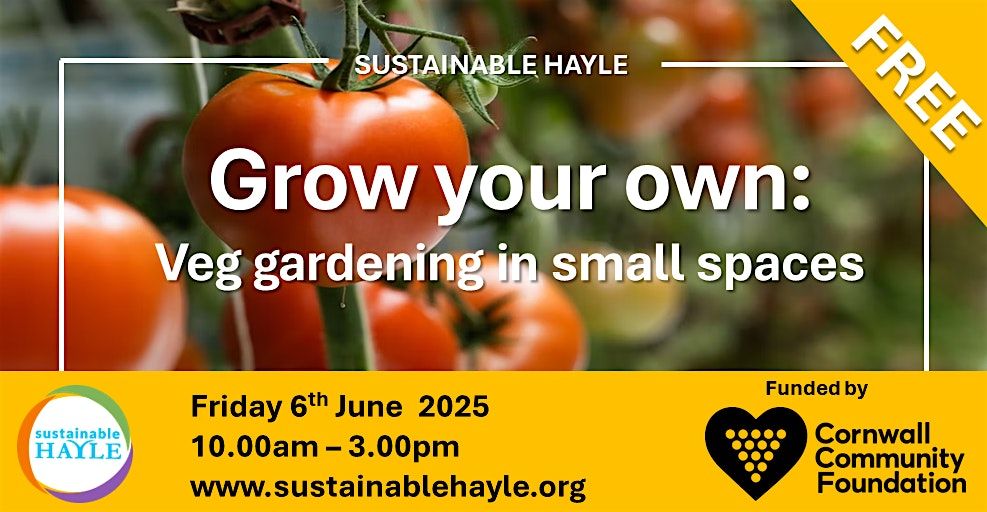 Grow your own: Veg gardening in small spaces, 6 June | Event in Hayle | AllEvents
