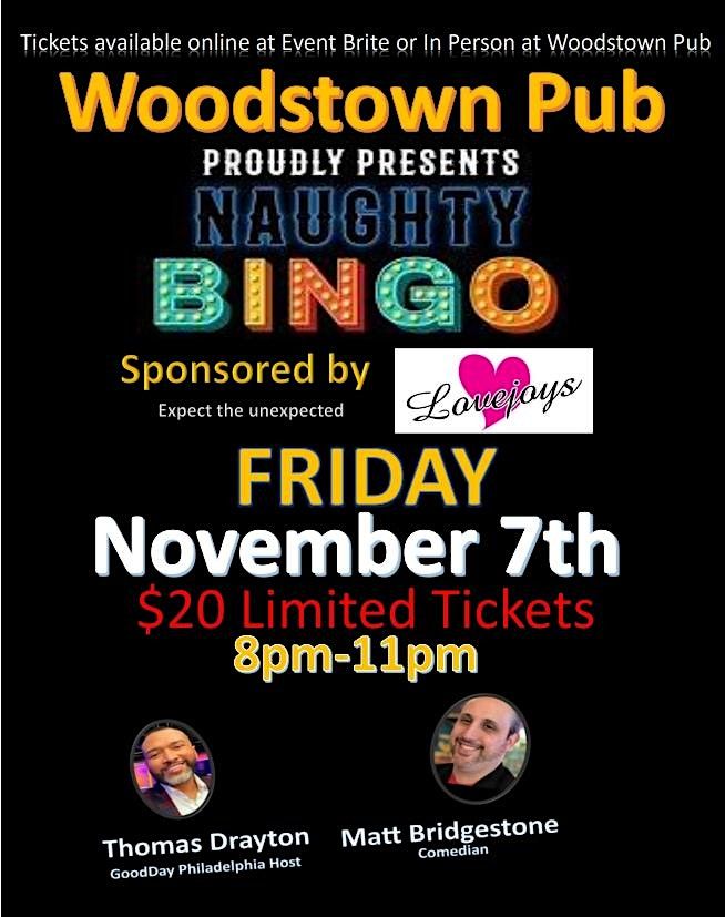 Naughty Bingo w/ Good Day Philly's Thomas Drayton and Comedian Matt Bridges, 7 November | Event in Woodstown