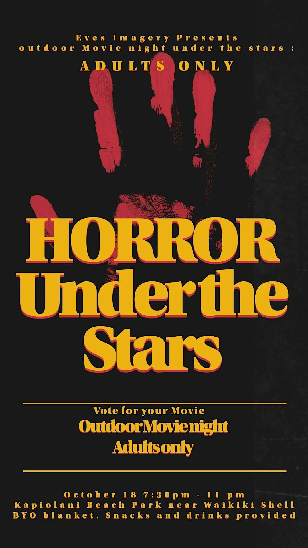 Adults Only Outdoor Movie Night: Horror Under the Stars, Kapiolani