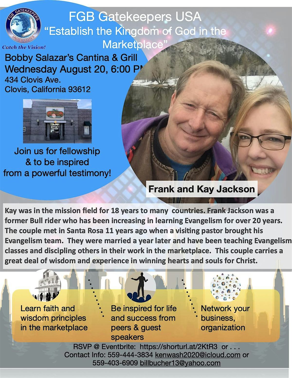 Full Gospel Gatekeeper Speaker and Dinner, 20 August | Event in Clovis | AllEvents