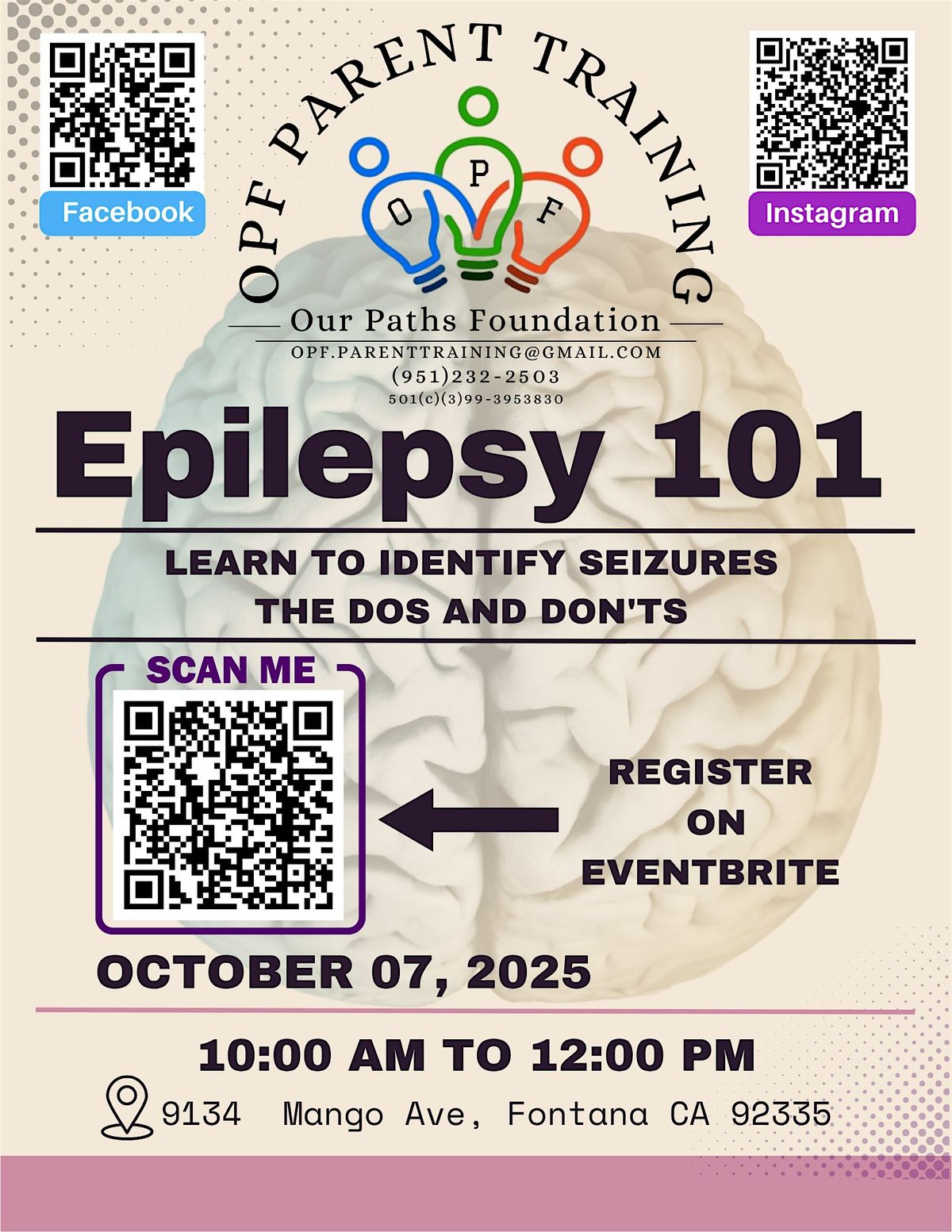 Epilepsy 101, 7 October | Event in Fontana | AllEvents