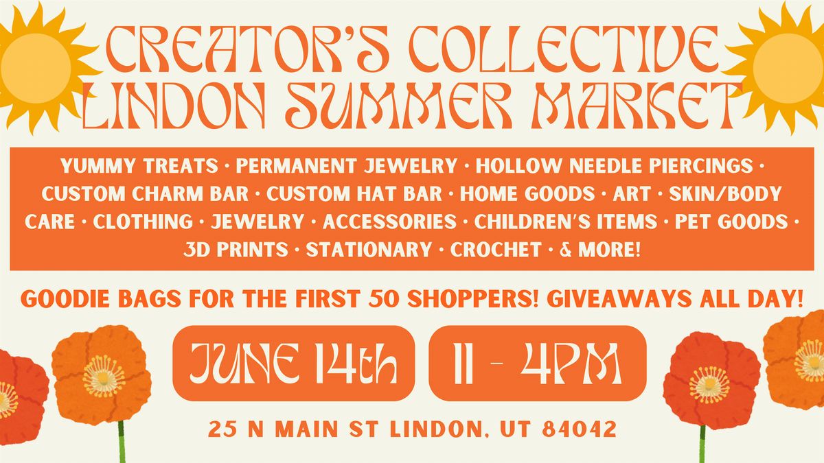 Creator's Collective Lindon Summer Market, 14 June | Event in Lindon | AllEvents