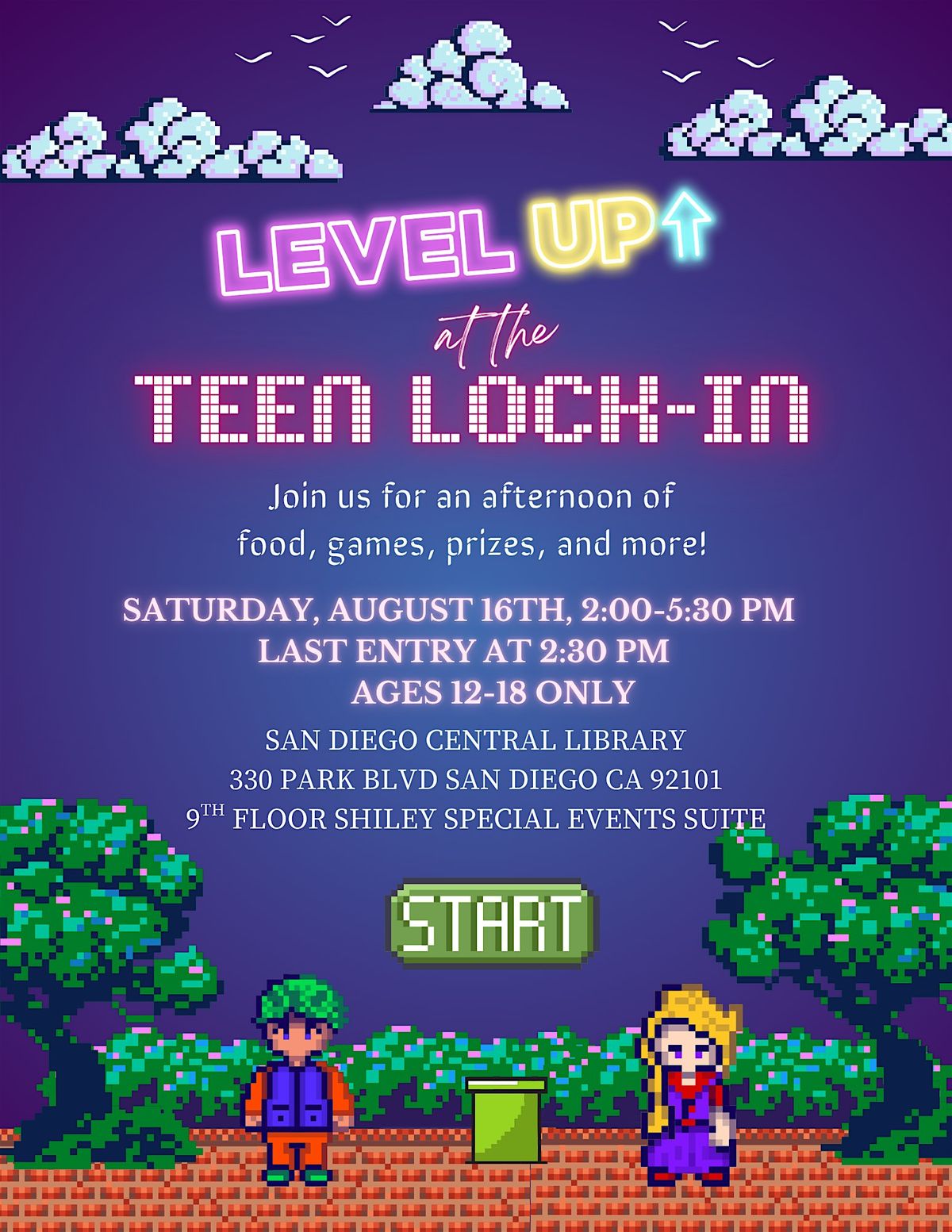 Level Up at the Teen Lock-In (Summer Reading Program Finale), 16 August | Event in San Diego | AllEvents