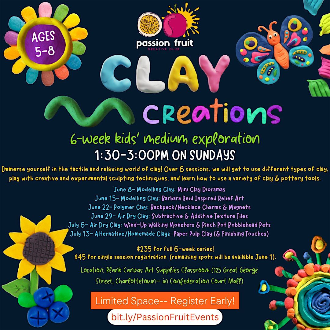 6-Week Clay Creations (Ages 5-8), 8 June | Event in Charlottetown | AllEvents