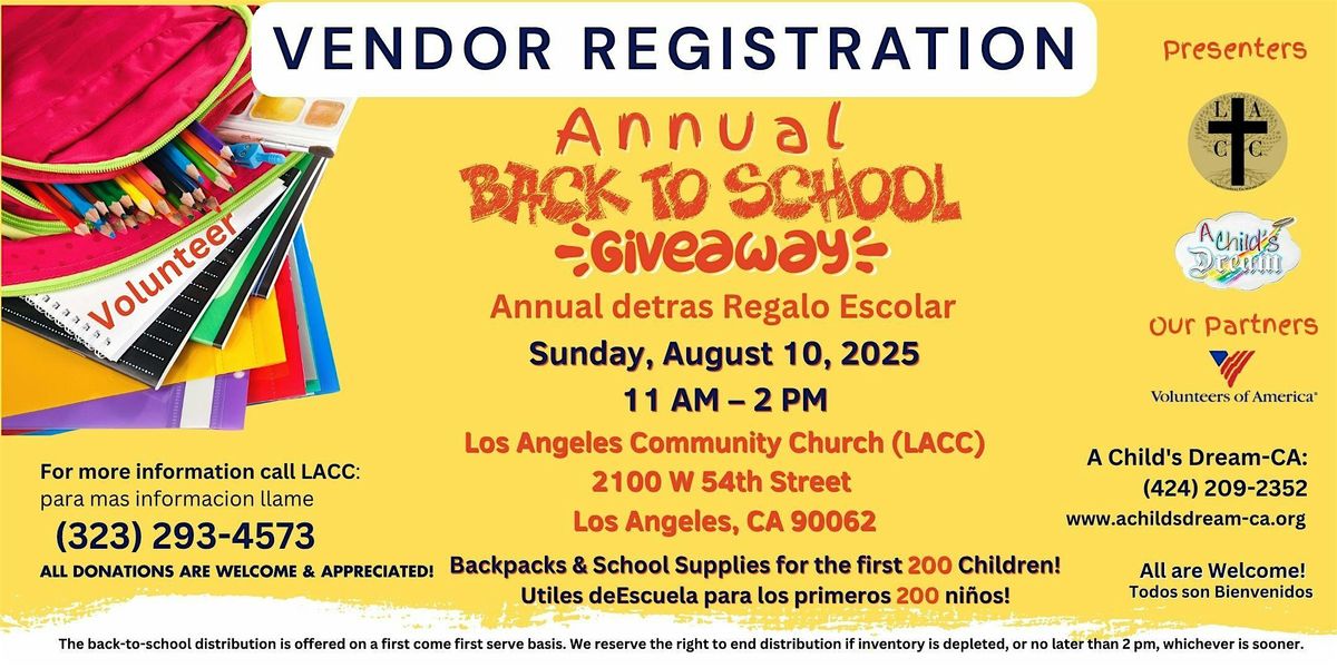 2025 BACK-TO-SCHOOL GIVEAWAY VENDOR REGISTRATION