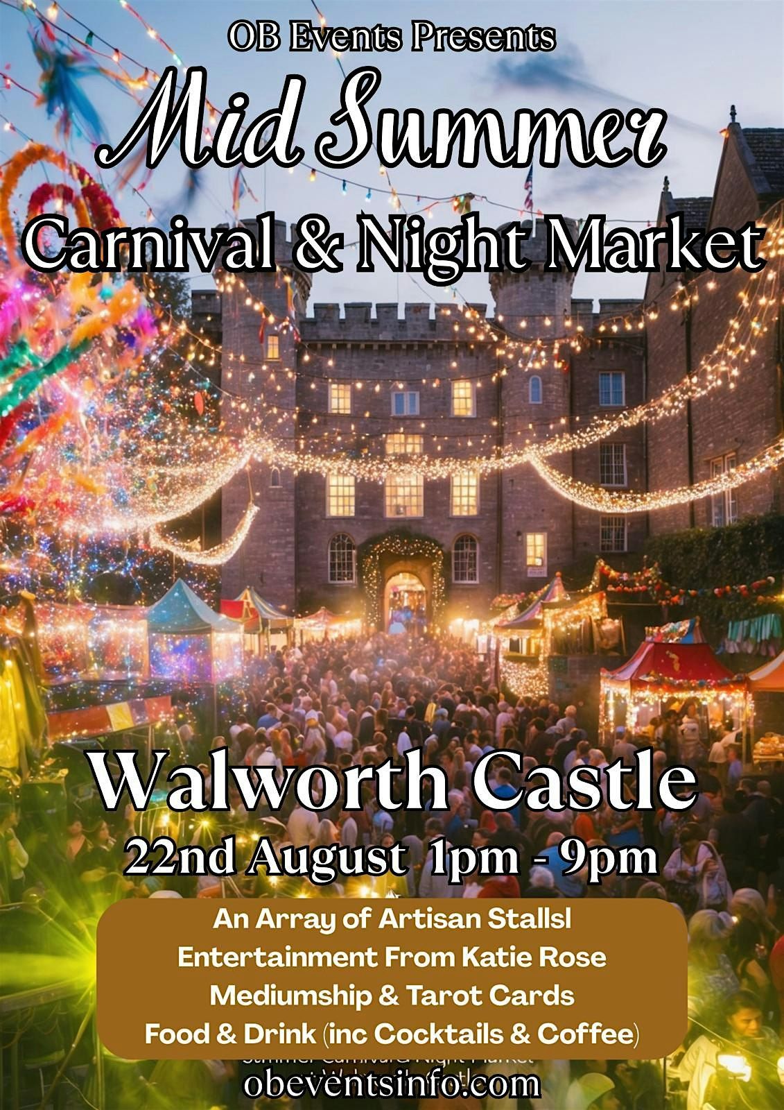 Walworth Castle Night Market Artisan Fayre with Spirit Fayre and Medium Dem, 22 August | Event in Darlington