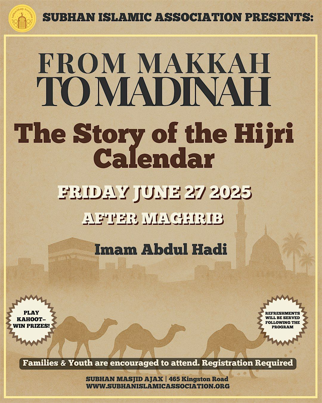 From Makkah to Madinah: The Story of the Hijri Calendar, 27 June | Event in Ajax | AllEvents
