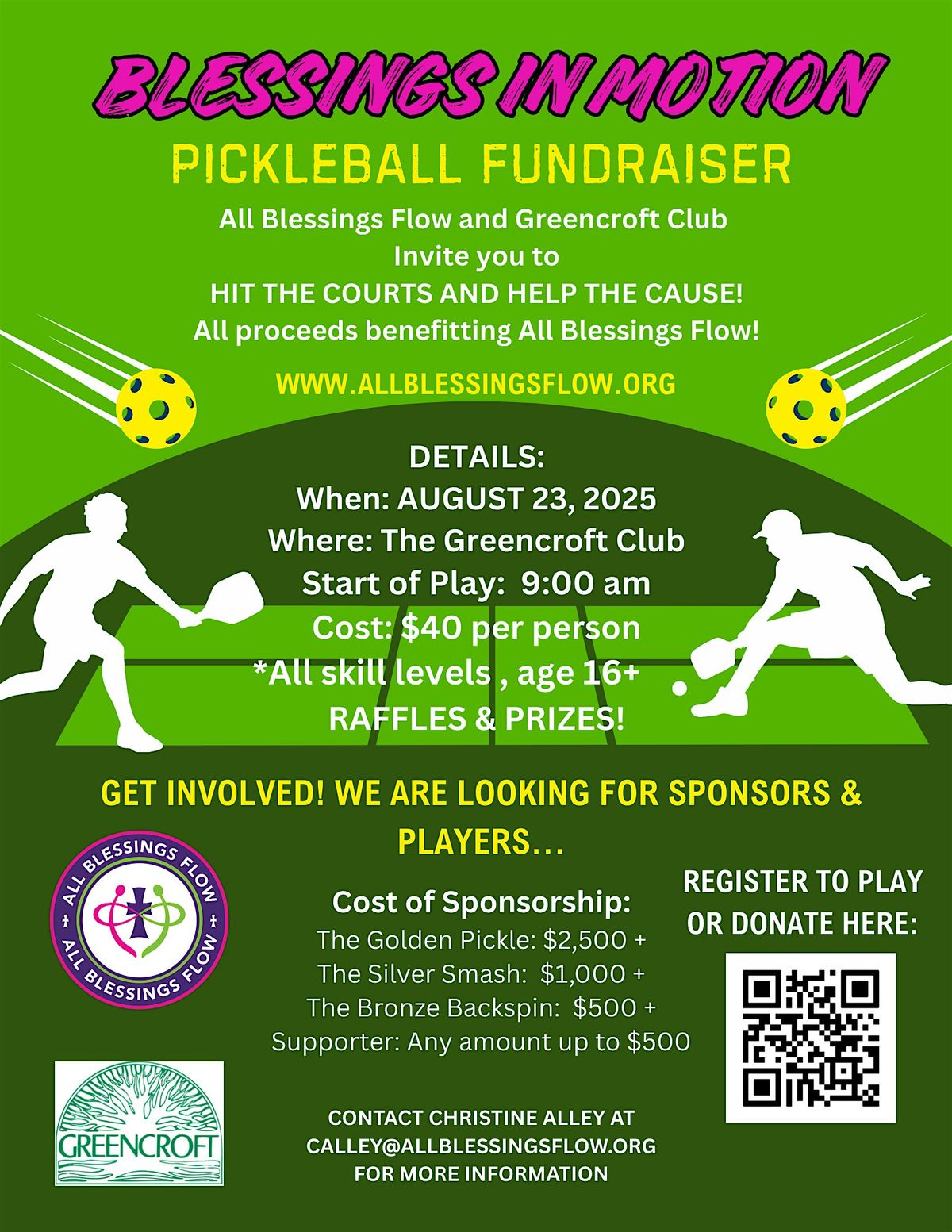 BLESSINGS IN MOTION: Pickleball Tournament and Fund Raiser, 23 August | Event in Charlottesville | AllEvents