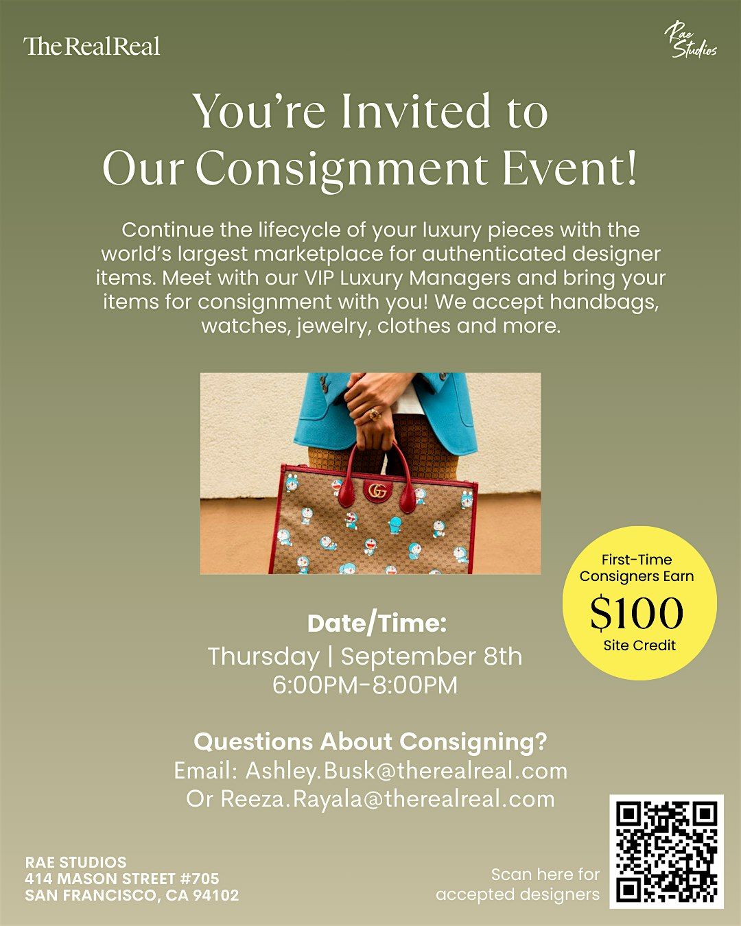 The RealReal Consign Event @ Rae Studios, 18 September | Event in San Francisco | AllEvents