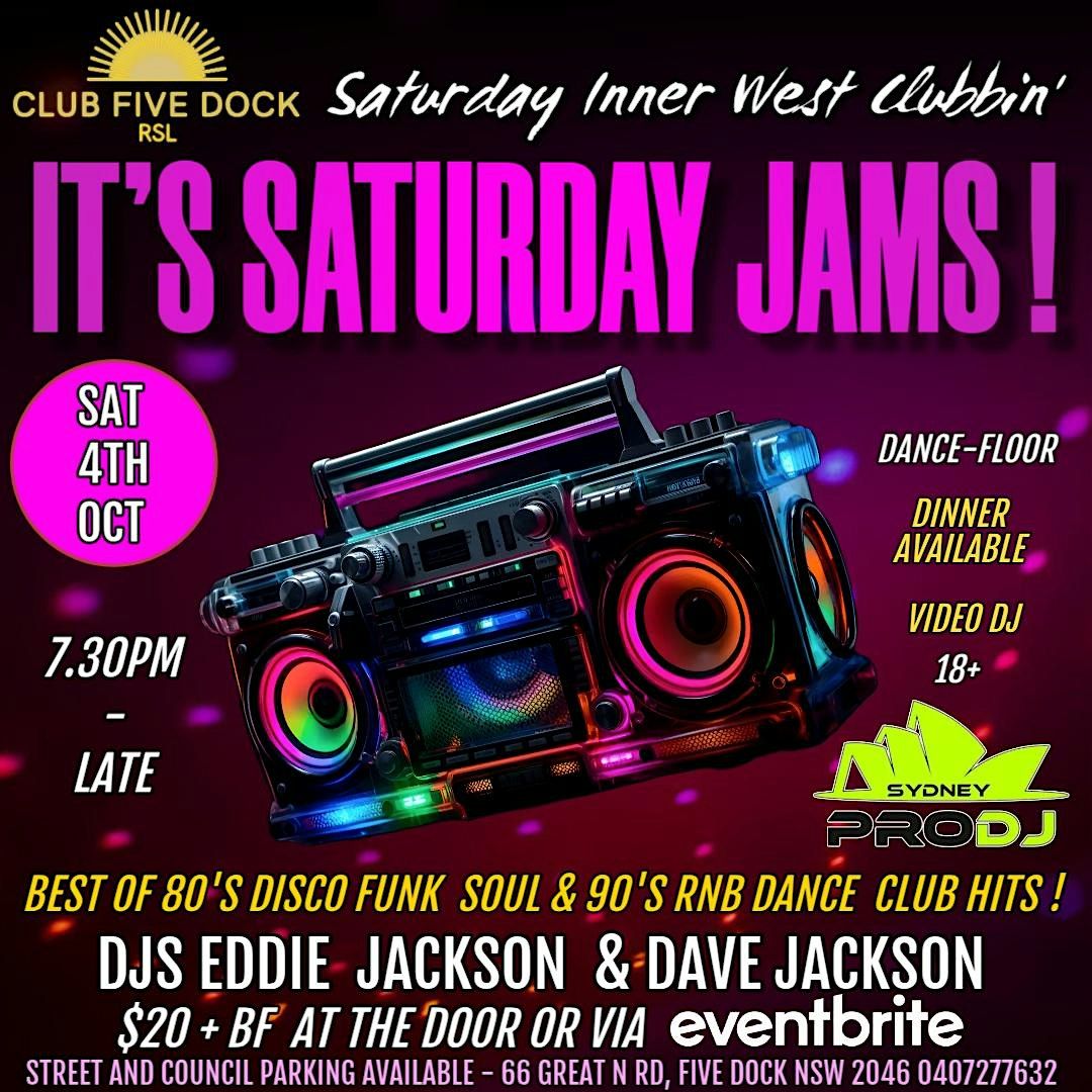It's Saturday Funk Jams at Club Five Dock RSL ft. Djs Eddie & Dave Jackson | Event in Five Dock | AllEvents