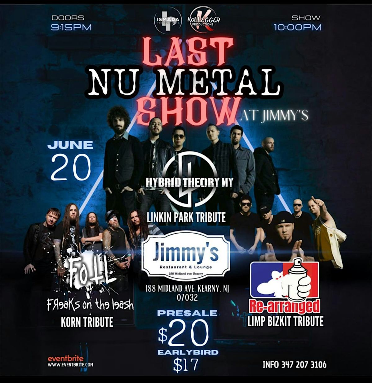 Linkin park, Korn and Limpbizkit tribute, 20 June | Event in Kearny | AllEvents