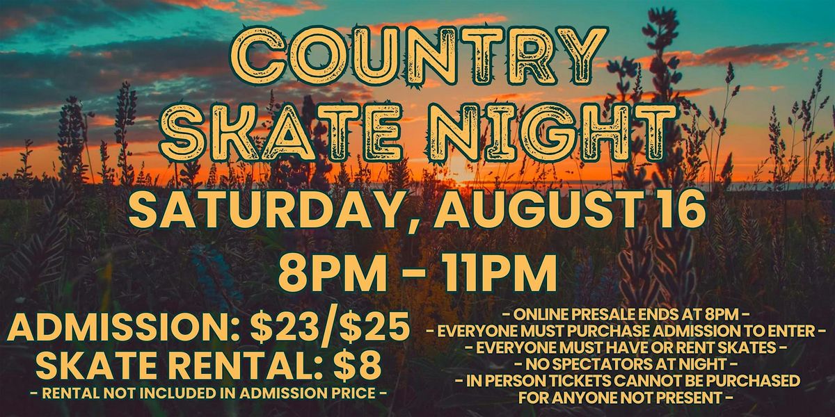 Country Music Skate ALL AGES 8pm - 11pm Admission only, 16 August | Event in Glendale | AllEvents