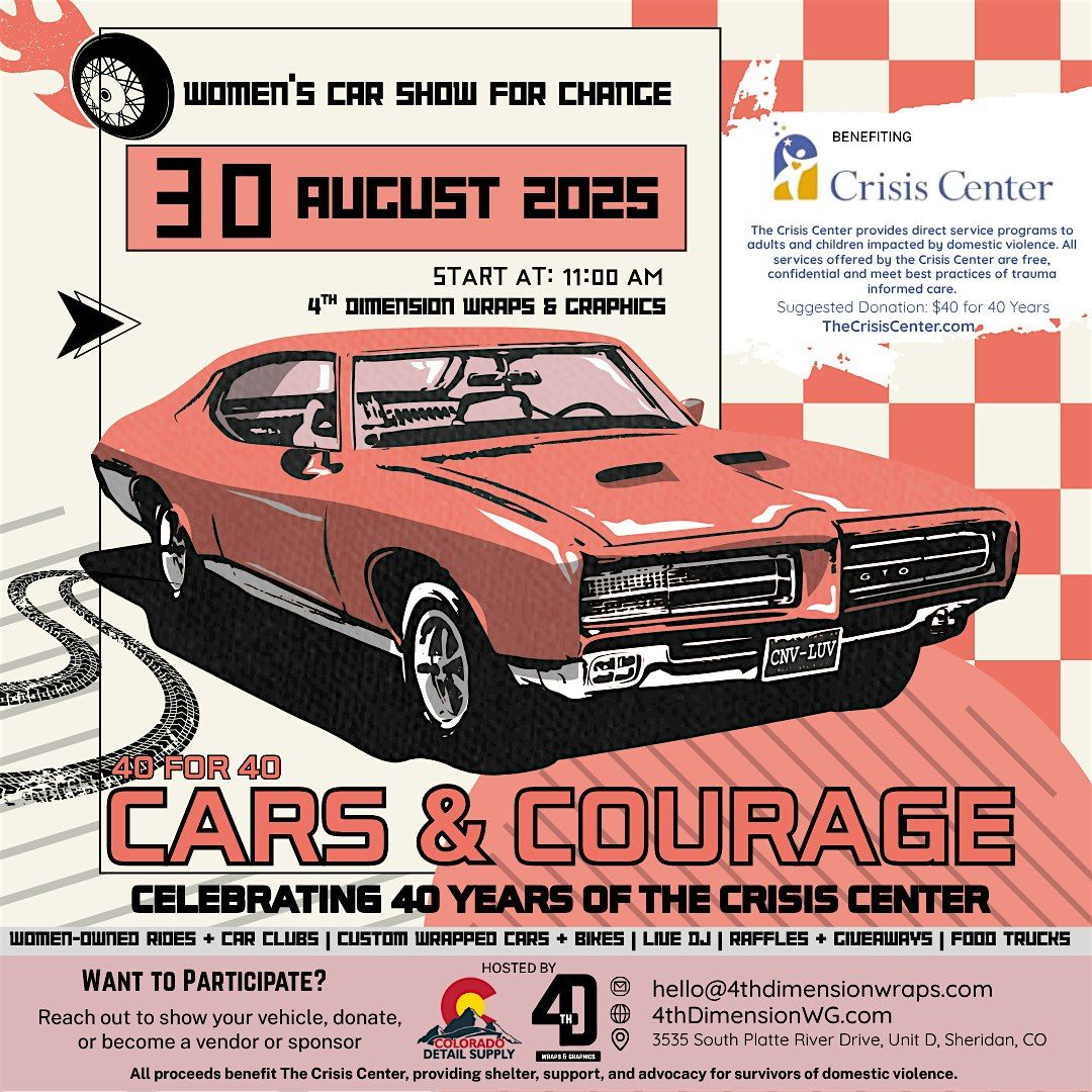 Cars & Courage, Women's Car Show Celebrating The Crisis Center, 30 August | Event in Sheridan | AllEvents