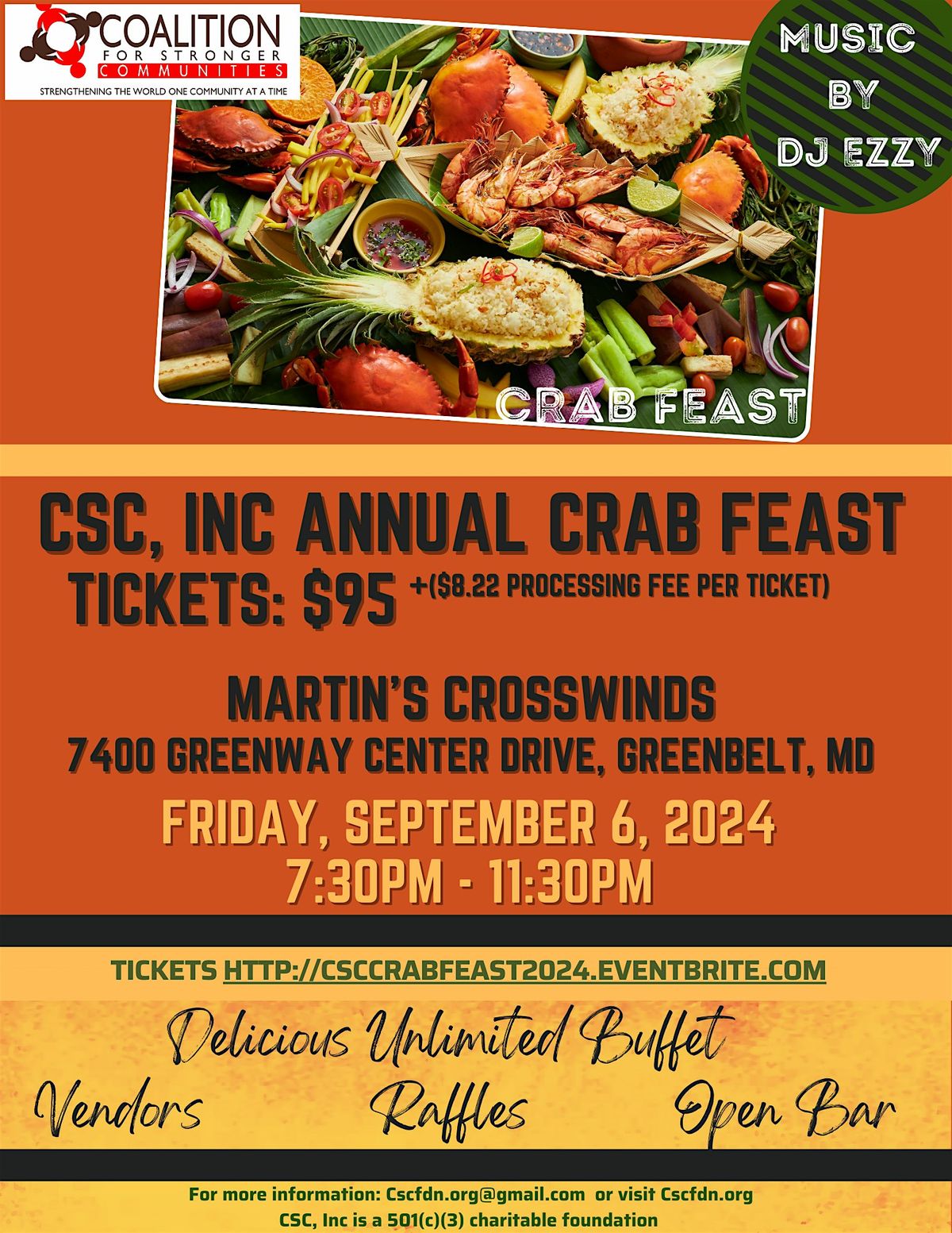 2025 COALITION FOR STRONGER COMMUNITIES (CSC) CRAB FEAST, 12 September | Event in Greenbelt | AllEvents