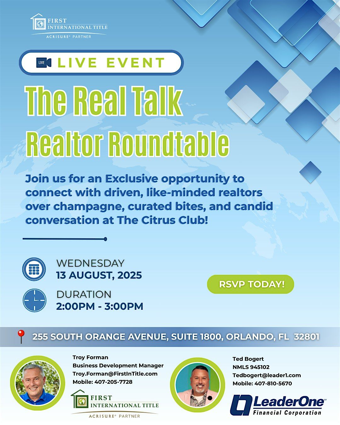 The Real Talk: Realtor Roundtable!, 13 August | Event in Orlando | AllEvents