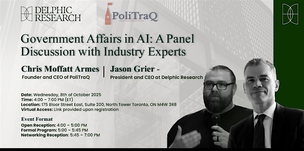 AI & The Government Affairs Practitioner: Panel discussion, 8 October | Event in Toronto | AllEvents