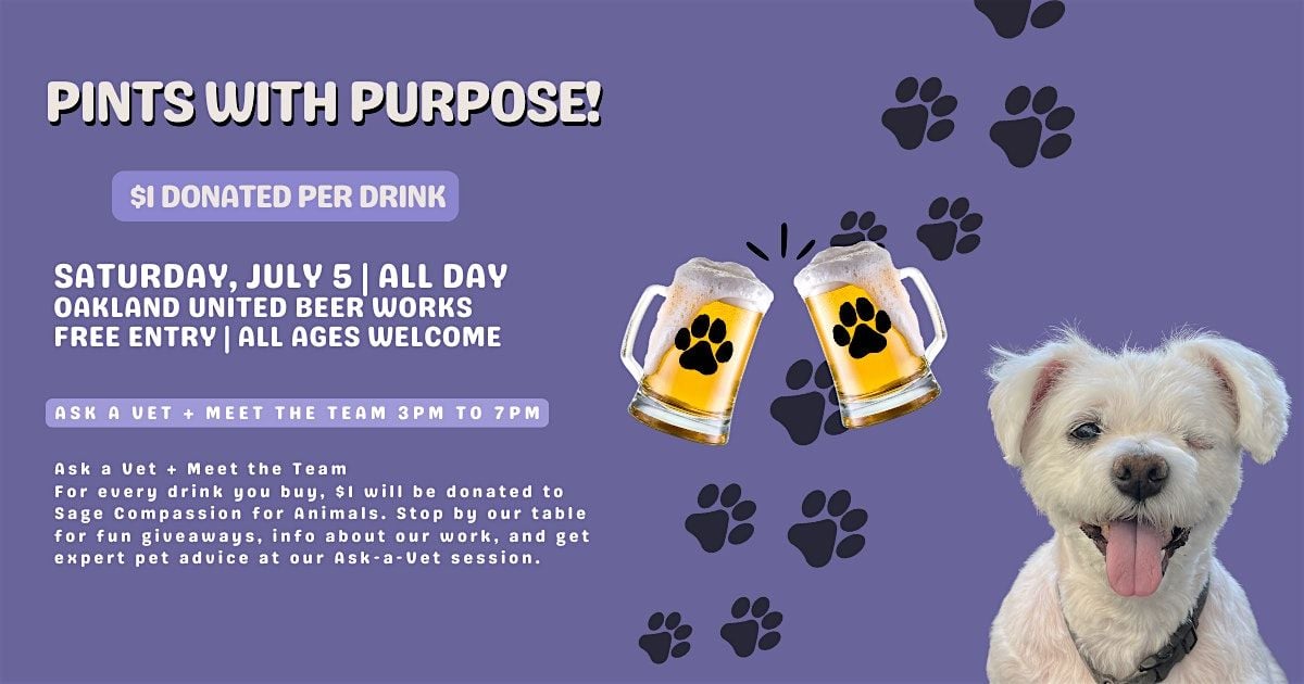 Pints With Purpose, 5 July | Event in Oakland | AllEvents
