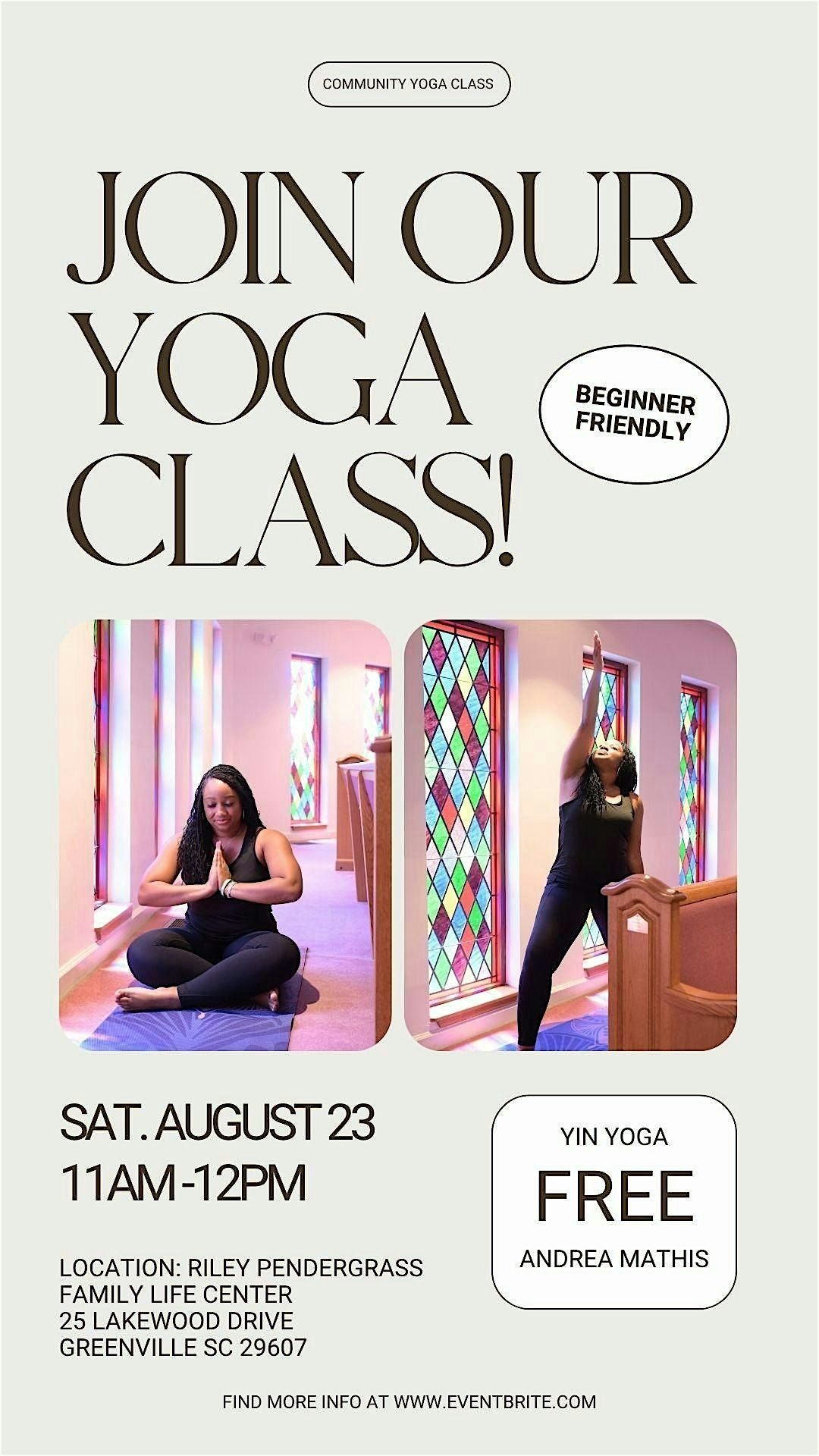 Community Yoga Class: Yin for Every Body, 23 August | Event in Greenville | AllEvents