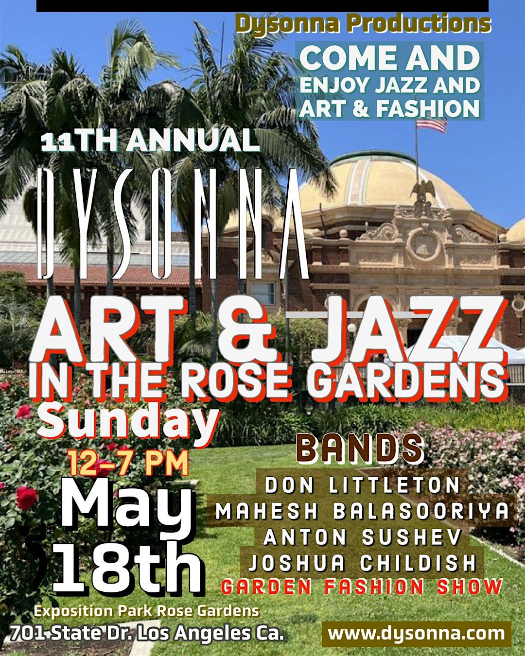 Dysonnas Art Jazz Festival + Garden Fashion Show, 18 May | Event in Los Angeles | AllEvents