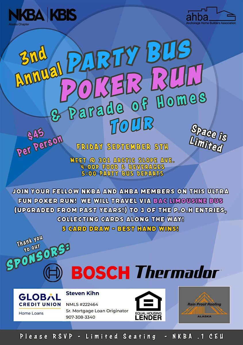 2025 Parade of Homes Party Bus and Poker Run, 5 September | Event in Anchorage | AllEvents