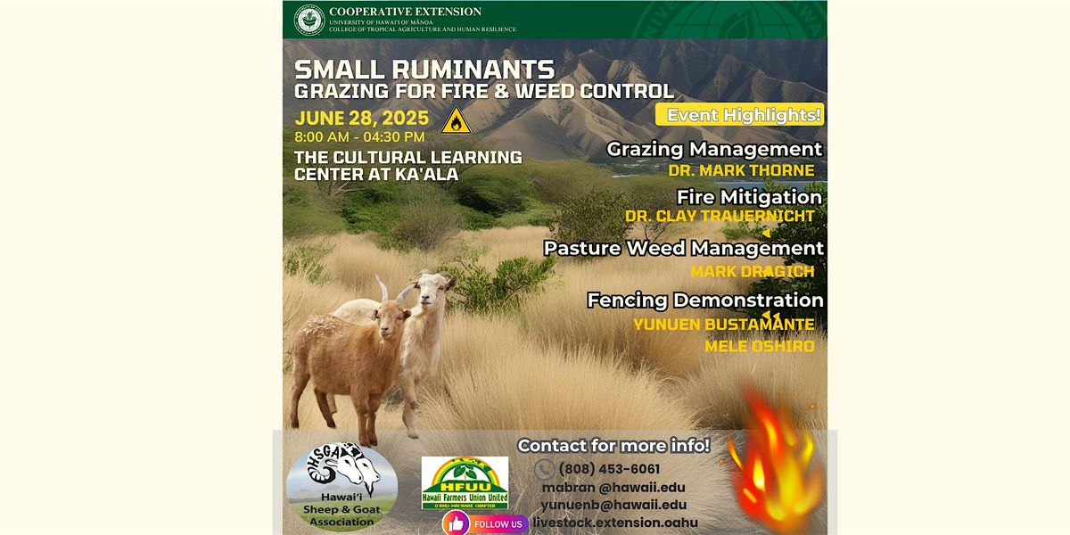 Small Ruminants: Grazing for Fire & W**d control, 28 June | Event in Waianae | AllEvents