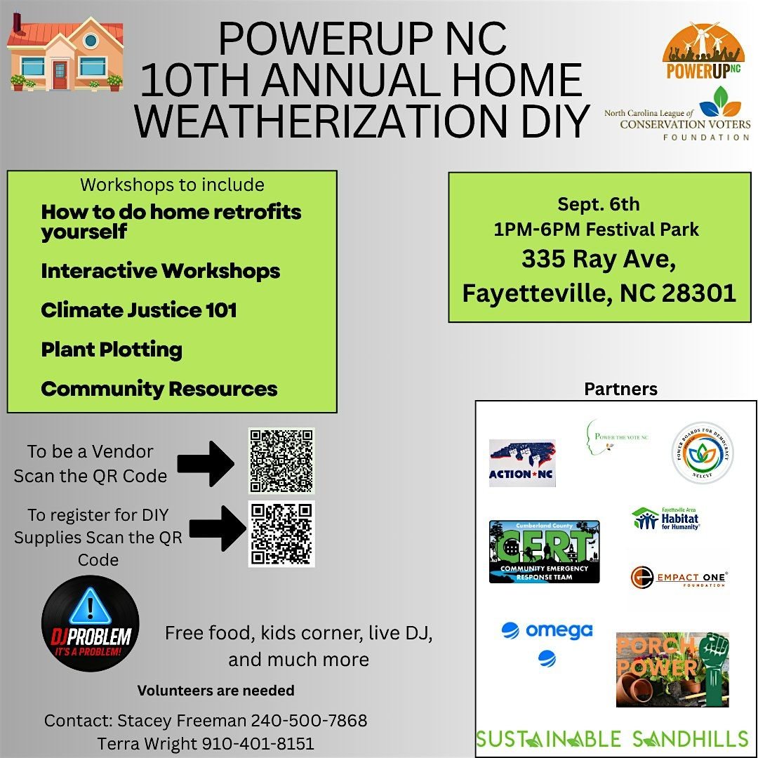 Power Up NC Annual DIY Event 2025 Home Weatherization Event, 6 September | Event in Fayetteville | AllEvents