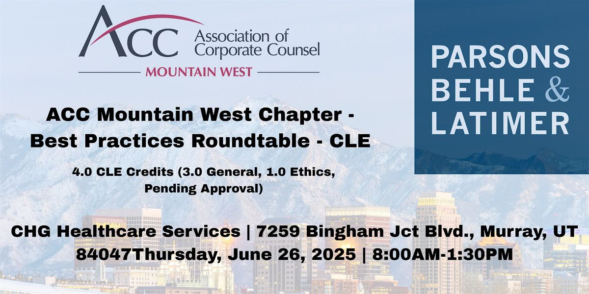 Utah Best Practices CLE - Parsons Behle & Latimer, 26 June | Event in Midvale | AllEvents