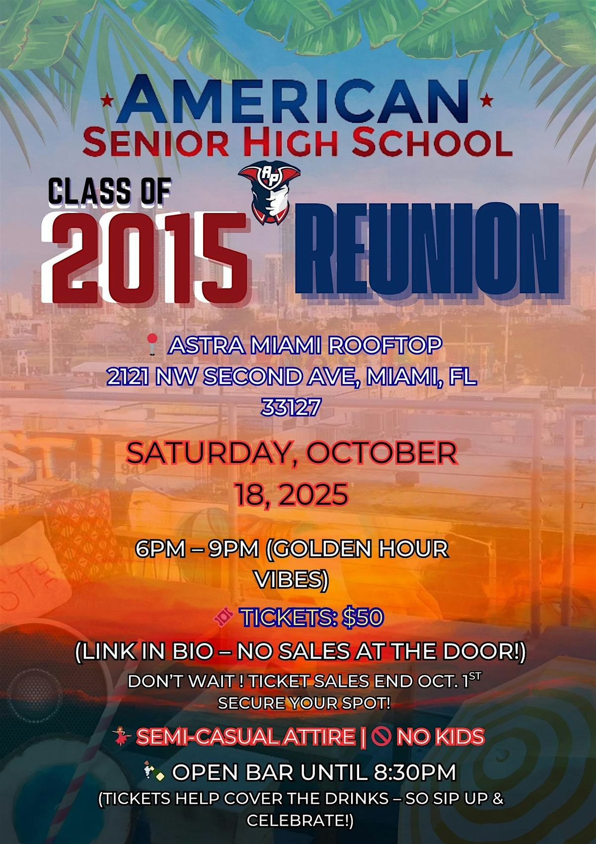American Senior High Class of 2015 Reunion, 18 October | Event in Miami | AllEvents