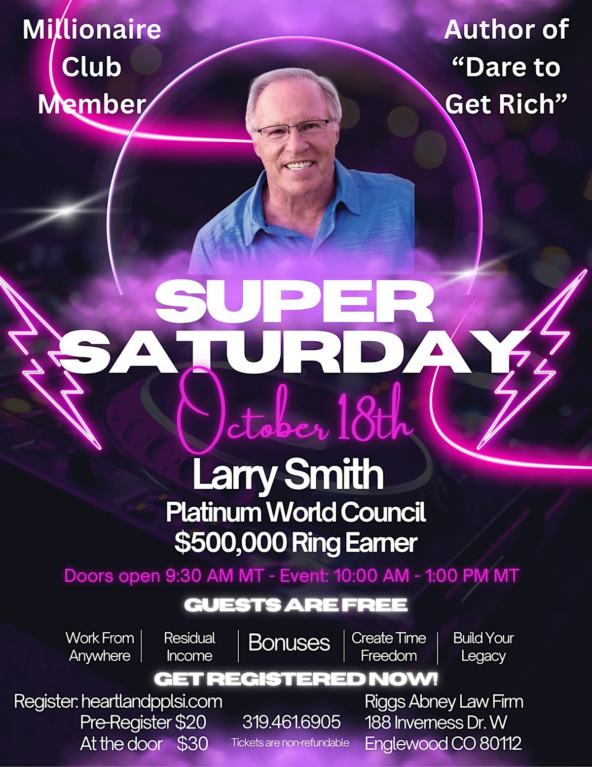 Super Saturday with Larry Smith – Author of "Dare to Get Rich", 18 October | Event in Englewood