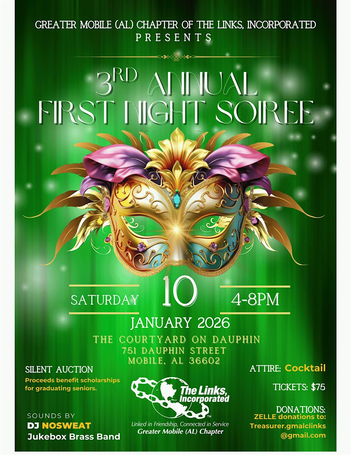 3rd Annual First Night Soiree, 10 January | Event in Mobile | AllEvents