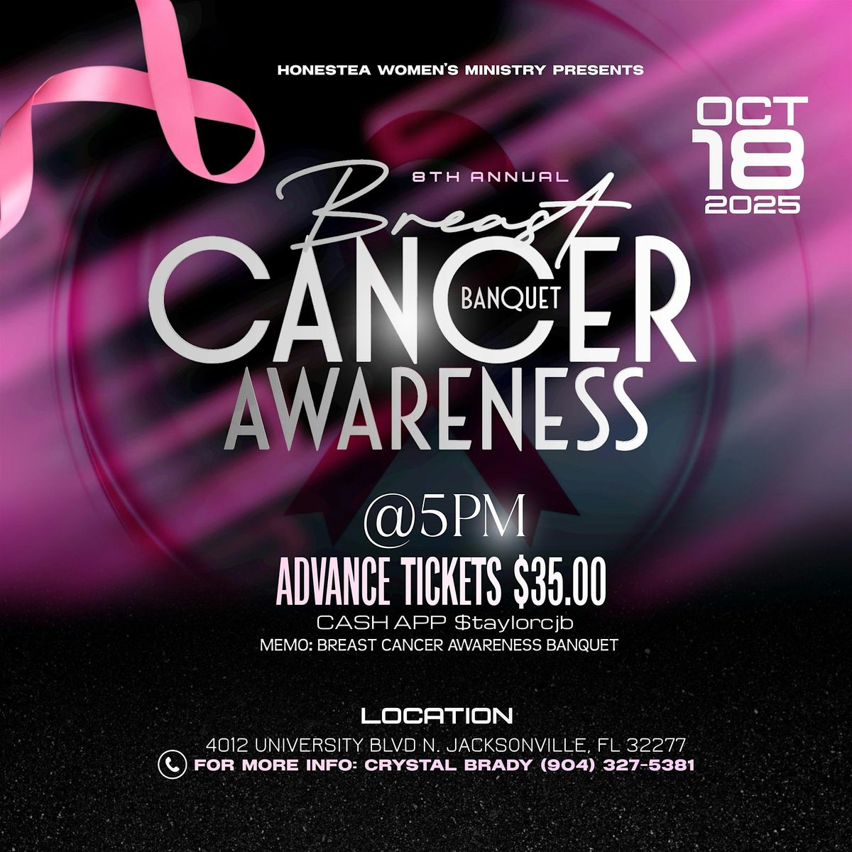 8TH ANNUAL BREAST CANCER AWARENESS BANQUET, 18 October | Event in Jacksonville | AllEvents