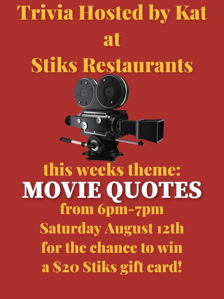 Guess that movie quote, Stiks Restaurant, Sarasota, 12 August 2023 AllEvents.in