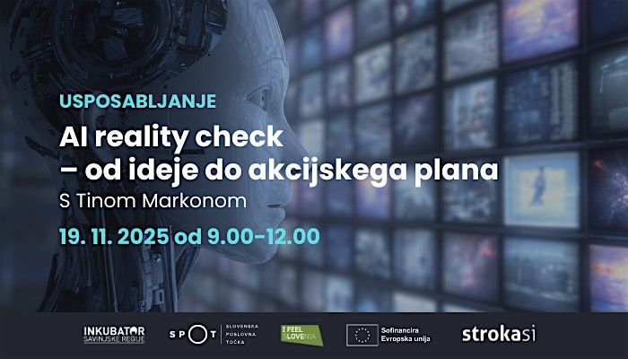AI reality check - od ideje do akcijskega plana s Tinom Markonom, 19 November | Event in Celje | AllEvents