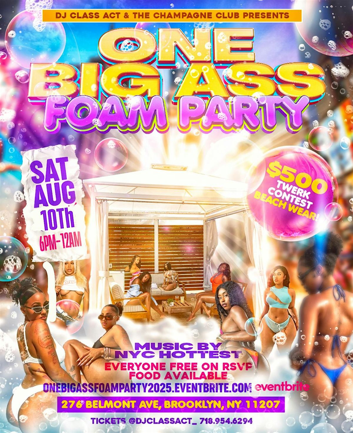 "ONE BIG ASS  FOAM PARTY" Rooftop August 10th (SUN) 6PM-12AM BROOKLYN NY, 10 August | Event in Brooklyn