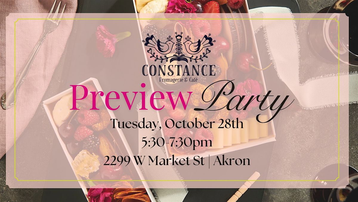Preview Party at Constance Fromagerie & Café, 28 October | Event in Akron | AllEvents