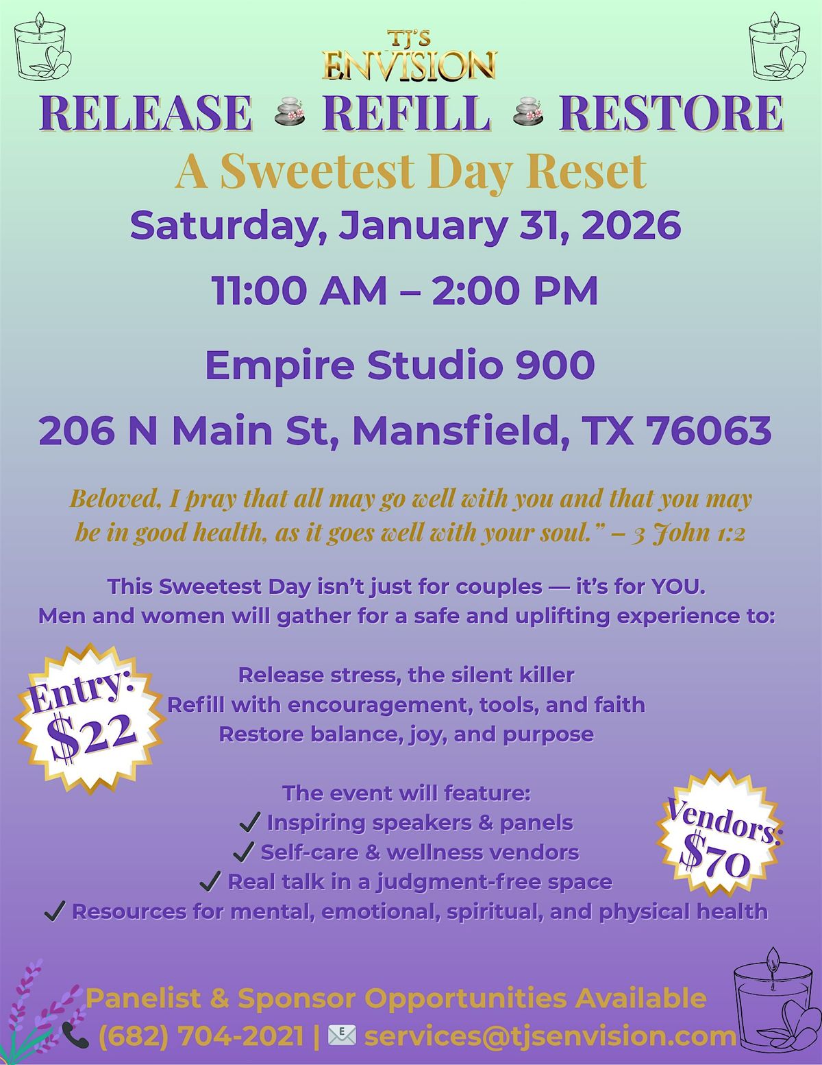 RELEASE * REFILL * RESTORE  A Sweetest Day Reset, 31 January | Event in Mansfield | AllEvents