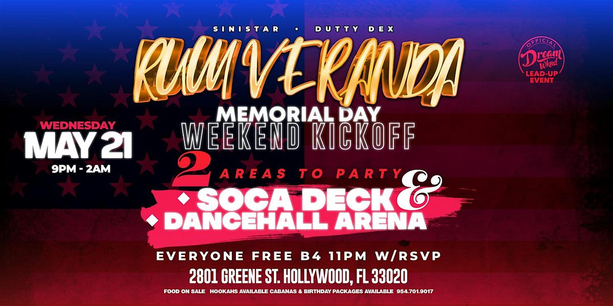 Rum Veranda - 2 Areas To Party, 21 May | Event in Hollywood | AllEvents