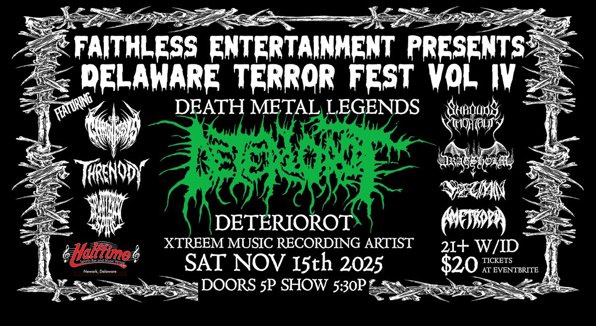DETERIOROT + Guests at DELAWARE TERROR FEST vol 4 Newark DE - Halftime, 15 November | Event in Newark | AllEvents