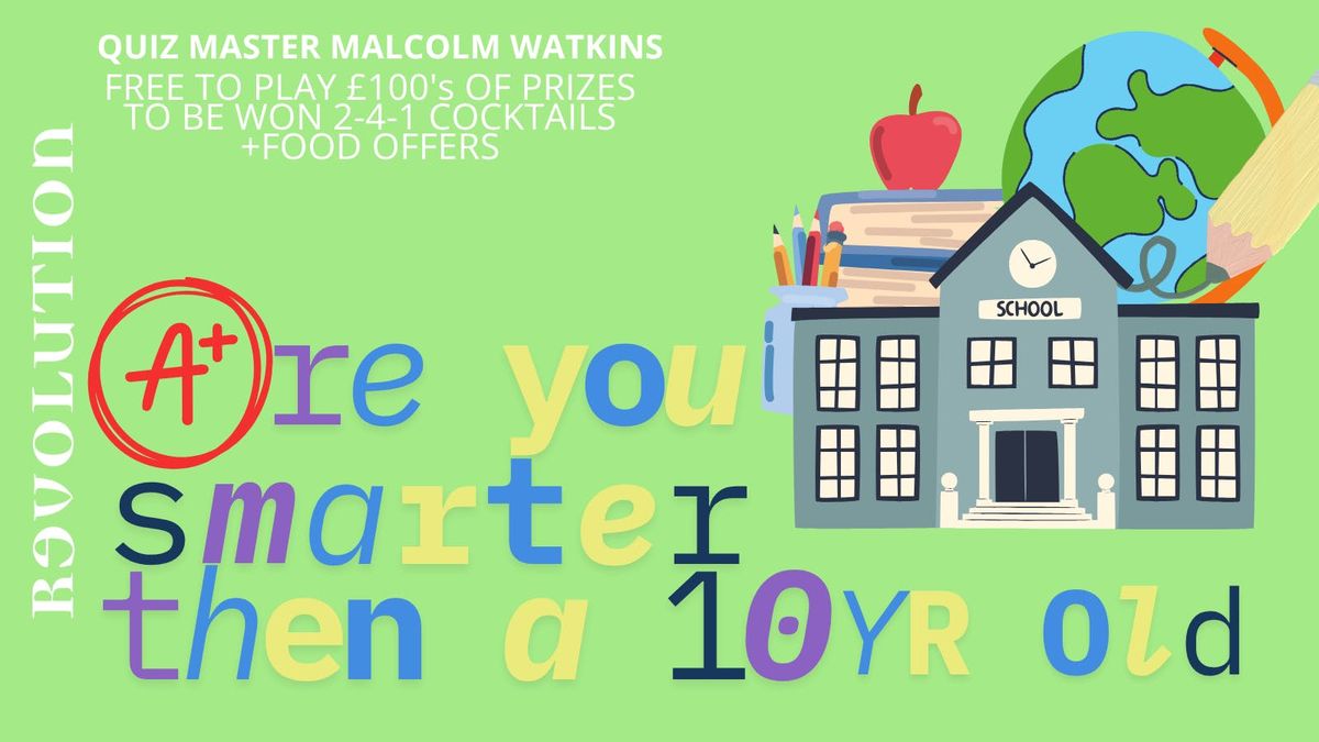 ARE YOU SMARTER THAN A 10YR OLD IQUIZ , 29 September | Event in Ipswich | AllEvents