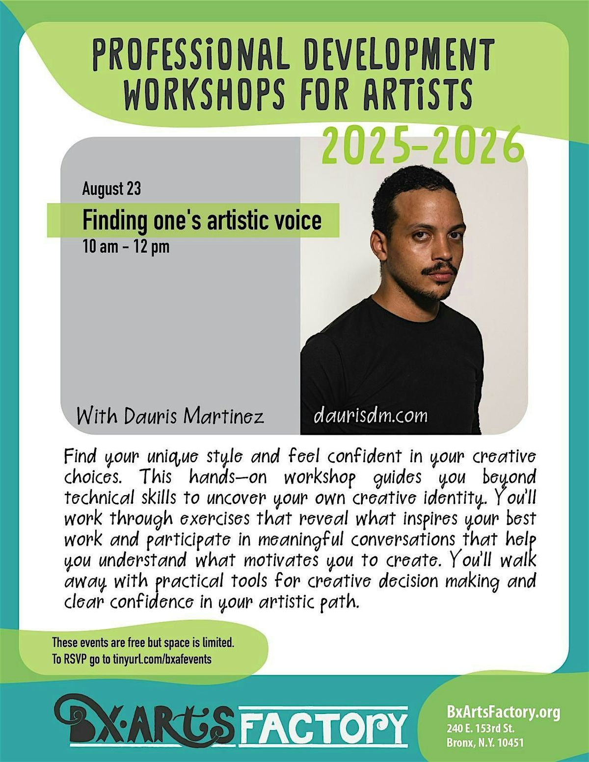 Finding one's artistic voice with Dauris Martinez, 23 August | Event in Bronx | AllEvents