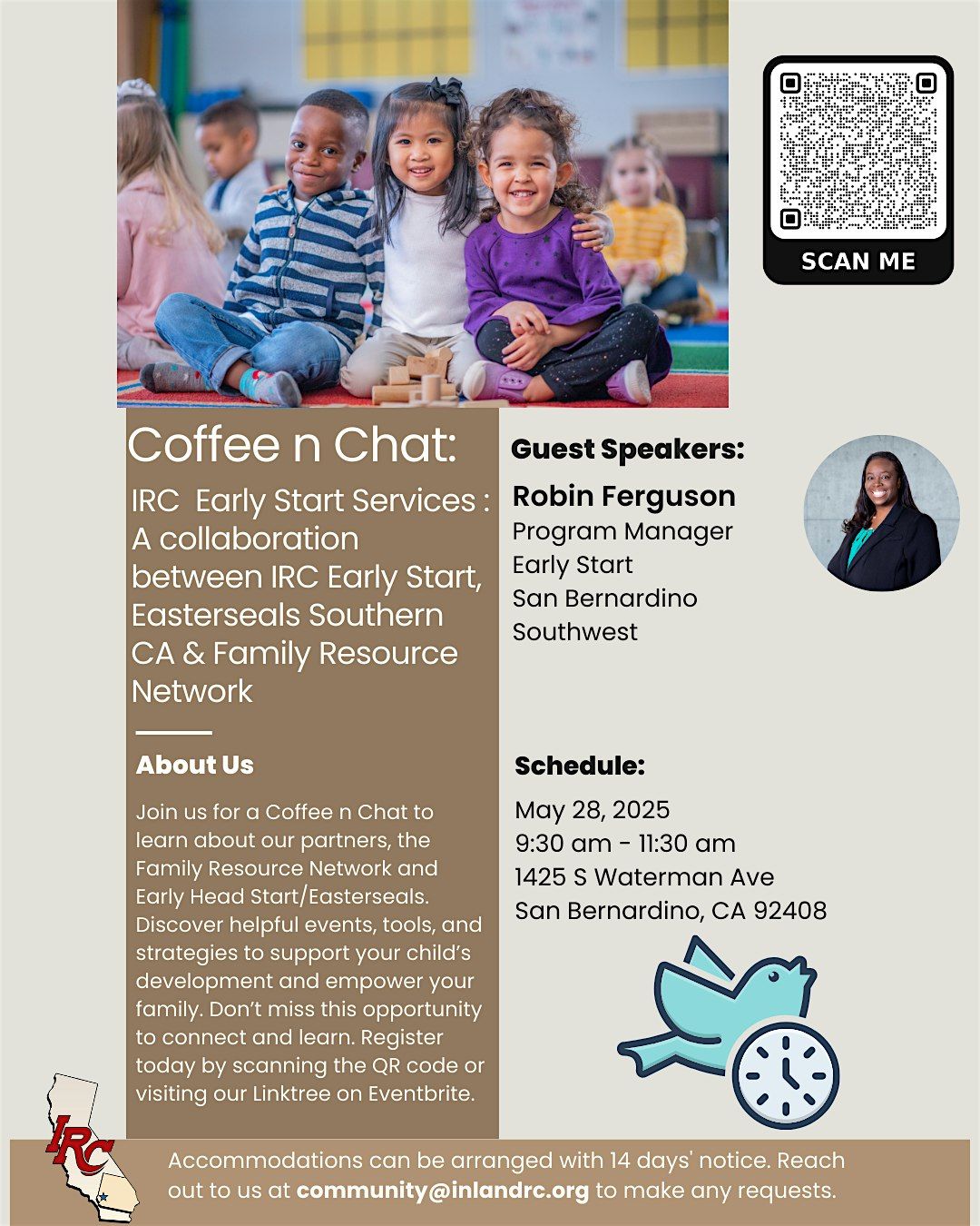 Coffee N Chat/Charla con Café: Early Start Services, 28 May | Event in San Bernardino | AllEvents