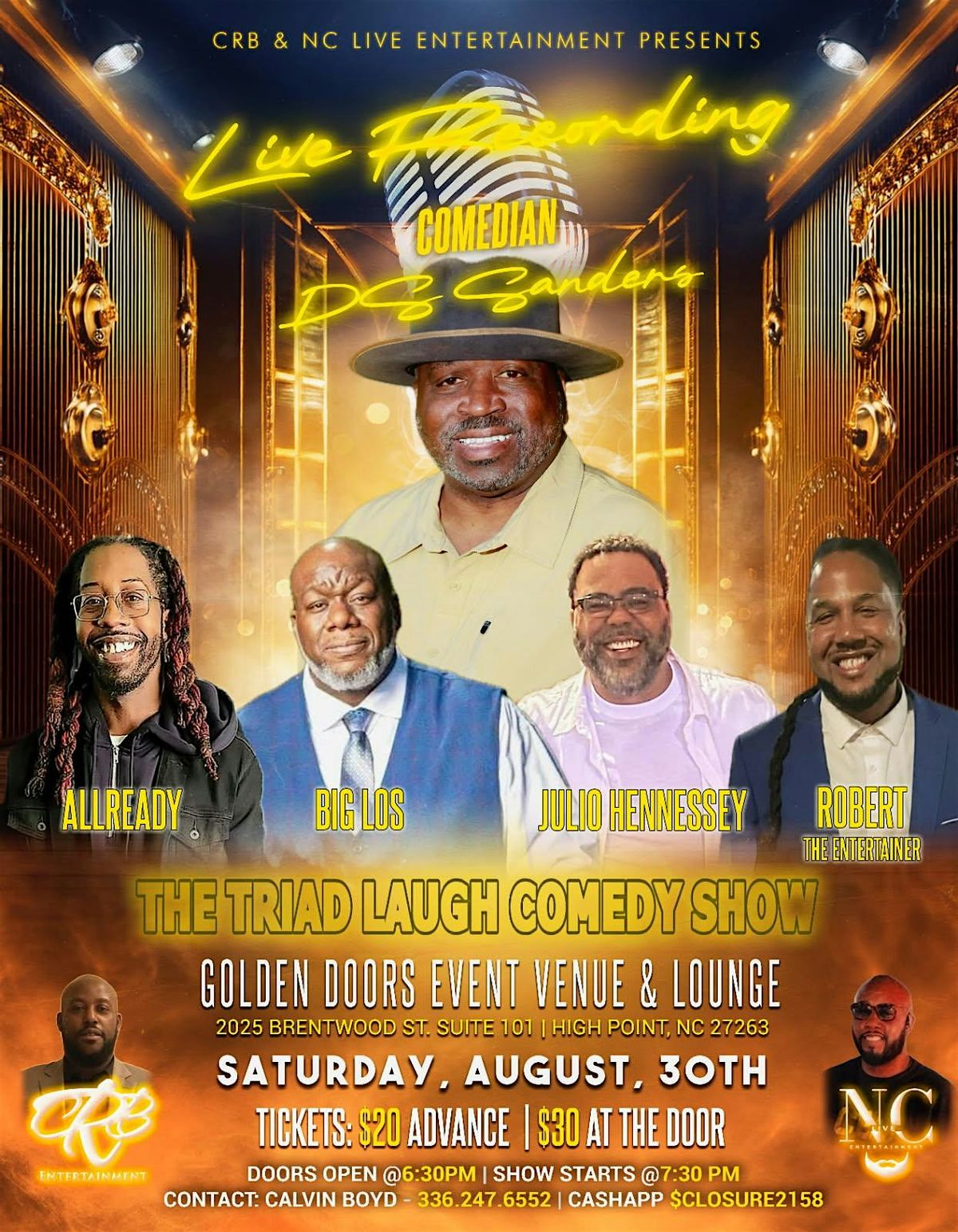 CRB and NC Live Entertainment PRESENTS the Triad Laugh Comedy Show, 30 August | Event in High Point | AllEvents