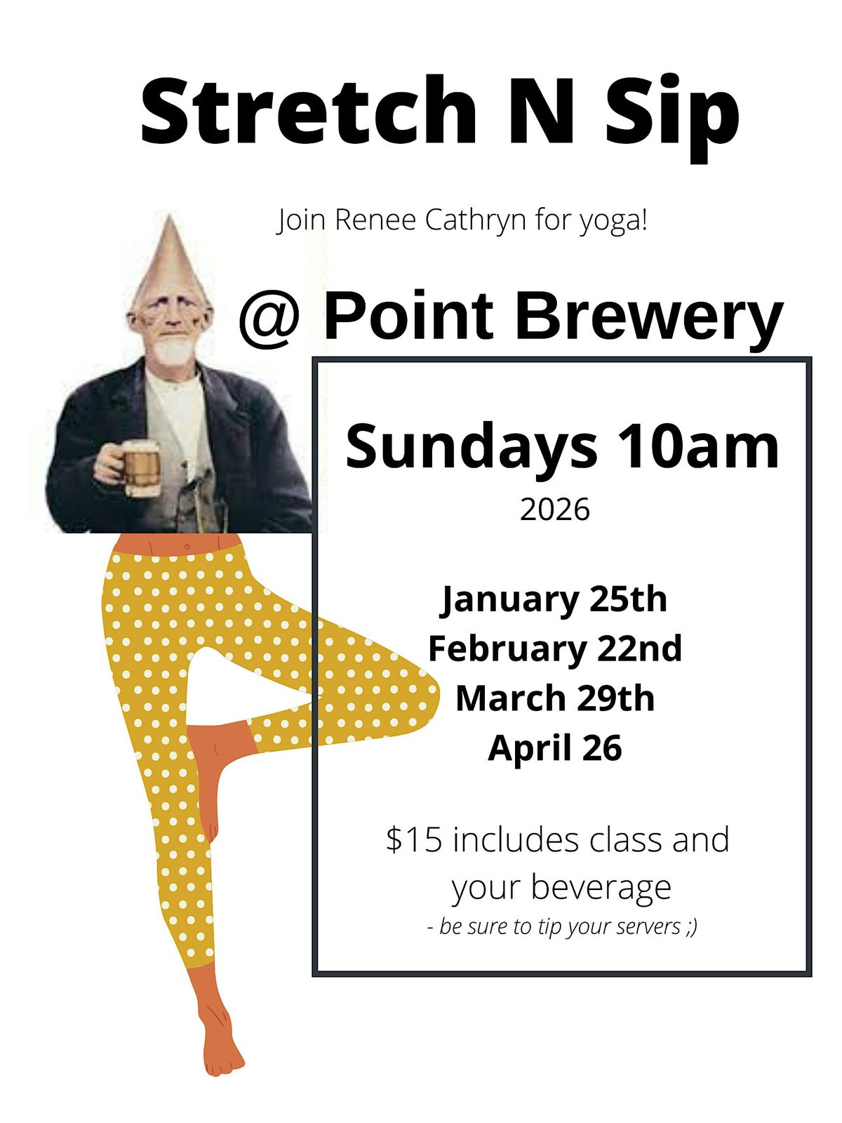Stretch N Sip: Point Brewery, 26 April | Event in Stevens Point | AllEvents