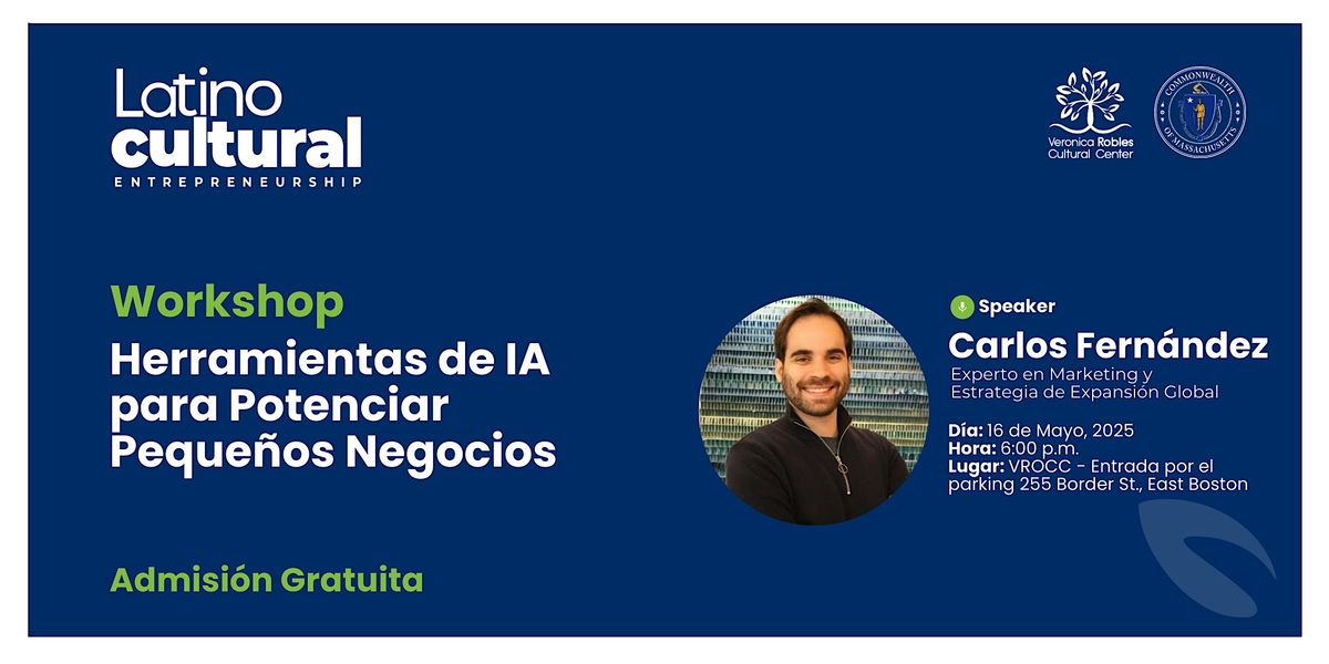 Workshop Herramientas de IA para Potenciar Pequeños Negocios, 16 May | Event in Boston | AllEvents