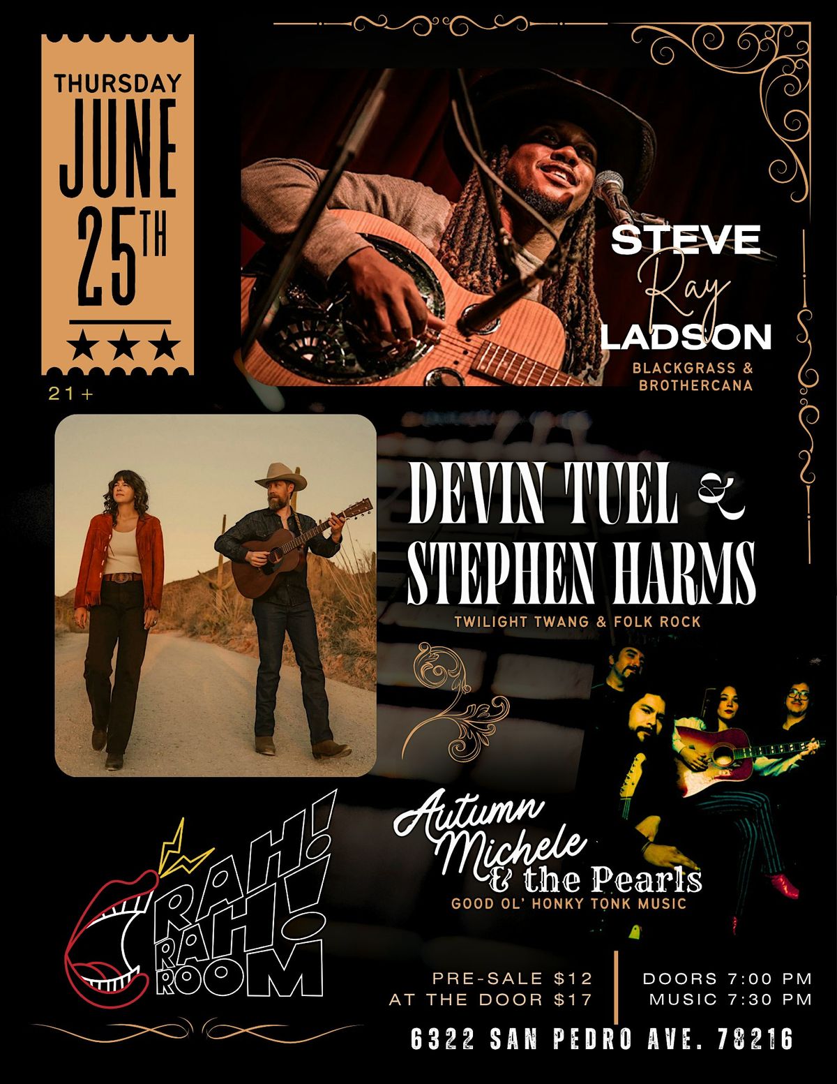 STEVE RAY LADSON w/ DEVIN TUEL & STEPHEN HARMS- Live at Rah! Rah! Room ...