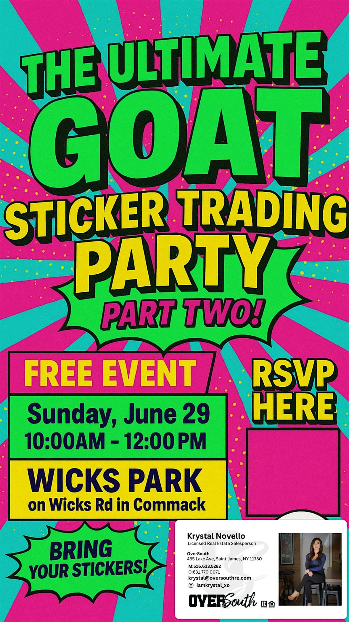 The Ultimate Goat Sticker Trading Party. Part Two!, 29 June | Event in Commack | AllEvents