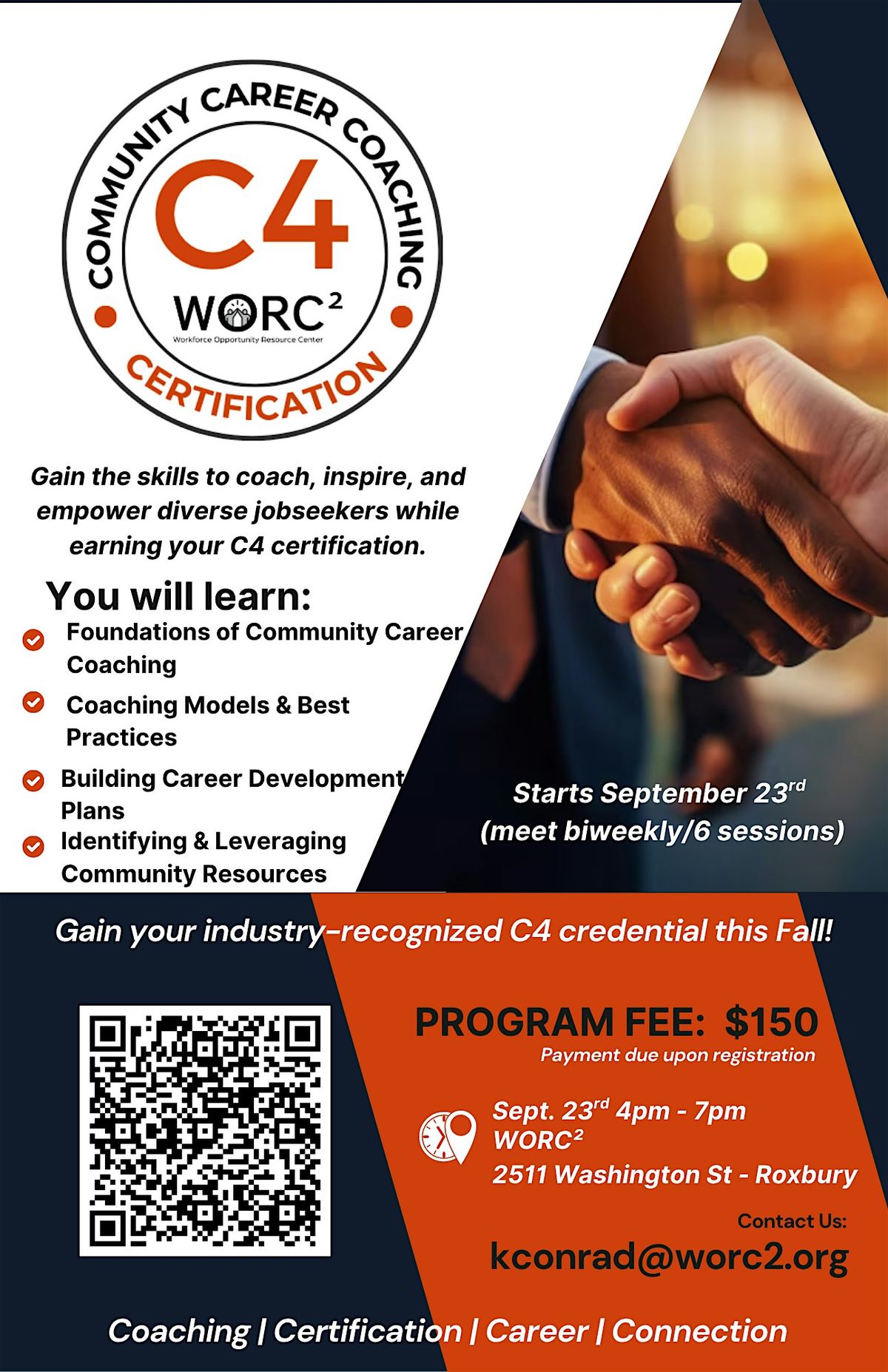 WORC² presents:  COMMUNITY CAREER COACH CERTIFICATION (C4), 23 September | Event in Boston | AllEvents
