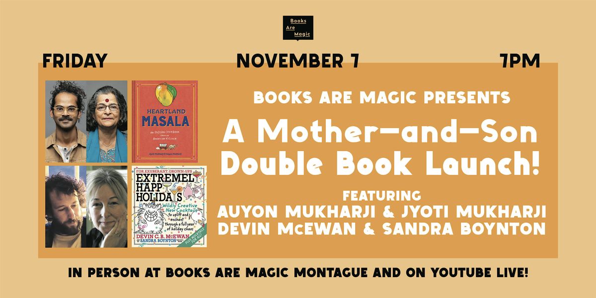 Mother-Son Double Book Launch: Heartland Masala; Extremely Happy Holidays, 7 November | Event in Brooklyn