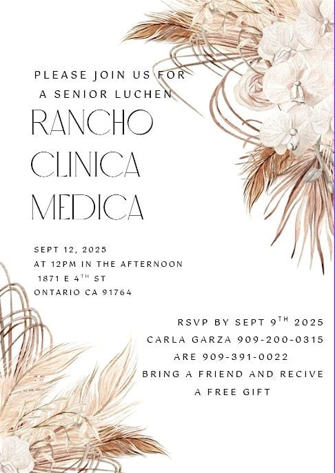 SENIOR FREE LUNCHEN, 12 September | Event in Ontario | AllEvents