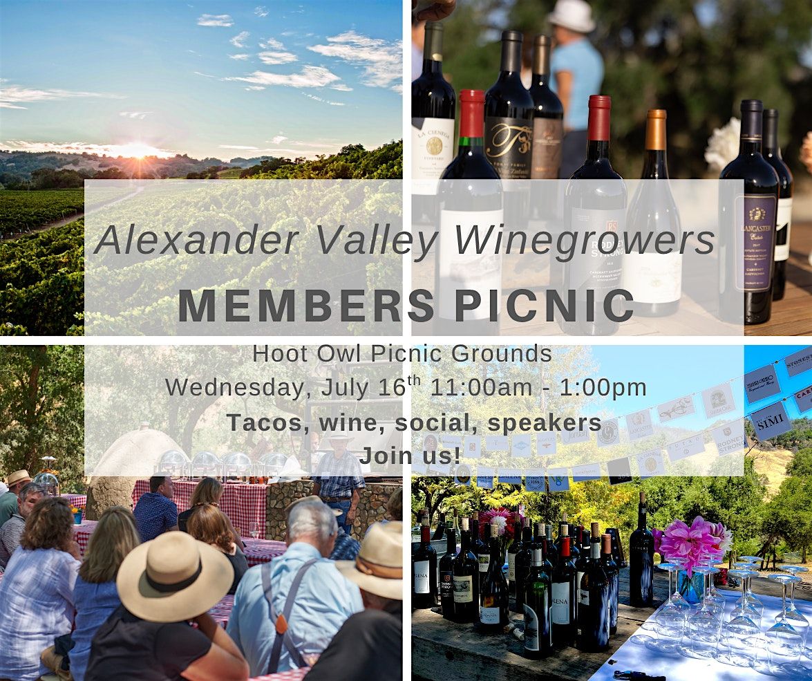 Alexander Valley Winegrowers Members Picnic, 16 July | Event in Healdsburg | AllEvents